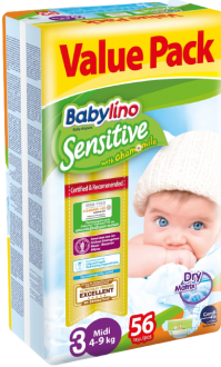 Babylino Sensitive 3 Beden 56 Adet Bebek Bezi