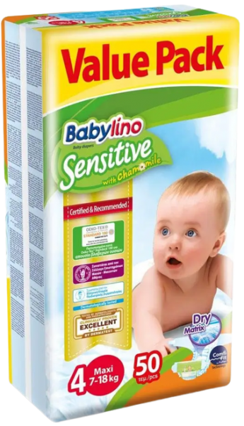 Babylino Sensitive 4 Beden 50 Adet Bebek Bezi