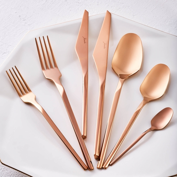 Jumbo 5100 Quartz Titanyum Bronz 84 Parça Çatal Kaşık Bıçak Takımı