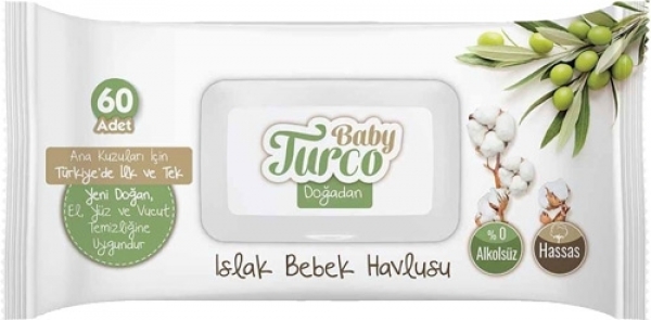 Baby Turco Doğadan Islak Bebek Havlusu (60 Yaprak)