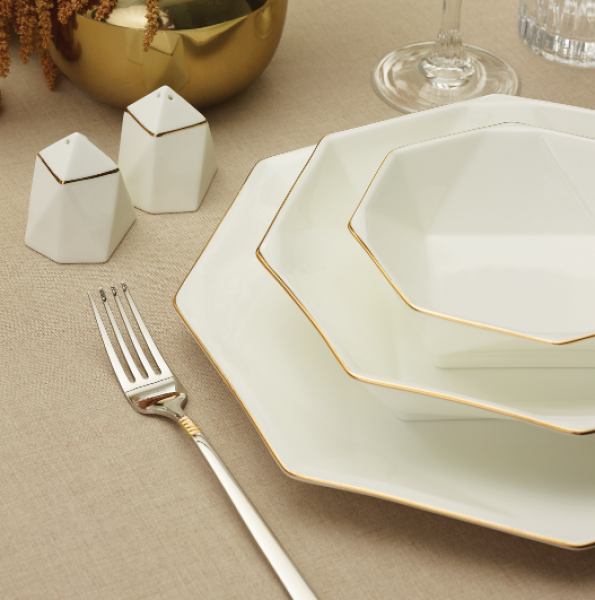 Karaca Fine Pearl Quartz Gold 62 Parça Yemek Takımı
