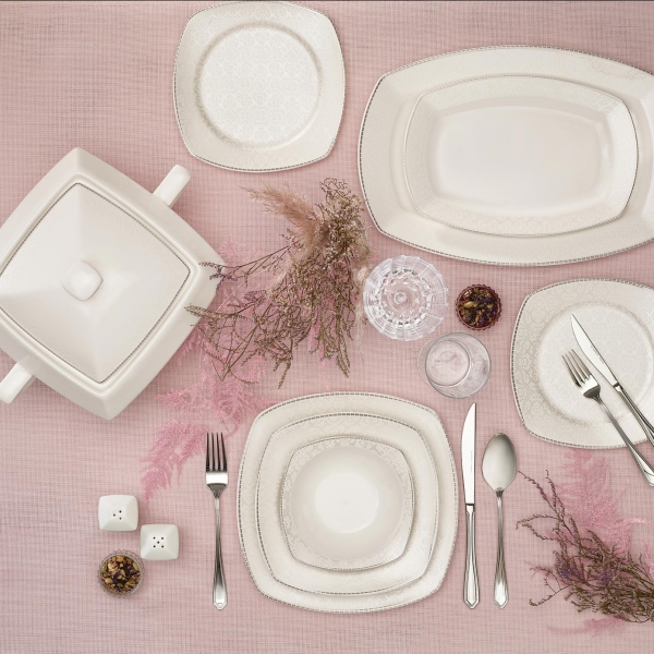 Karaca Mixed Platin 60 Parça Yemek Takımı