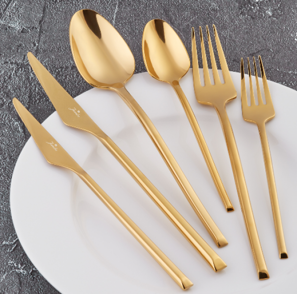 Jumbo 5500 Titanyum Gold 84 Parça Çatal Kaşık Bıçak Takımı (Altın)
