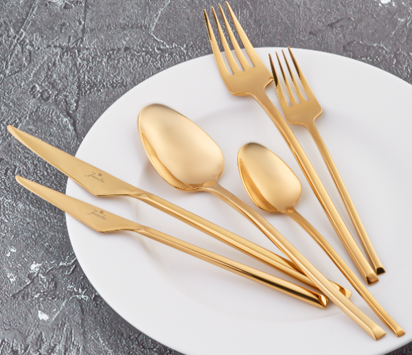 Jumbo 5500 Titanyum Gold 84 Parça Çatal Kaşık Bıçak Takımı (Altın)