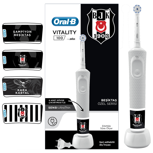 Oral-B Vitality D100 Beşiktaş Serisi Şarjlı Diş Fırçası (Diş Fırçası)