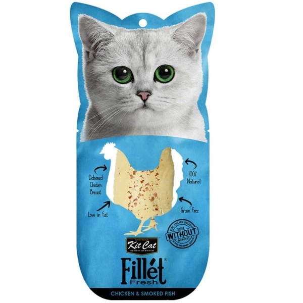 Kit Cat Fillet Fresh Chicken & Smoked Fish Fileto 30 gr Kedi Maması