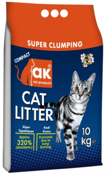 Akkum Pudra Kokulu İnce Taneli Topaklanan 10 Kg Kedi Kumu (İnce Taneli)