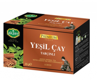 Akzer Premium Tarçınlı Yeşil Çay Bardak Poşet 20 Adet