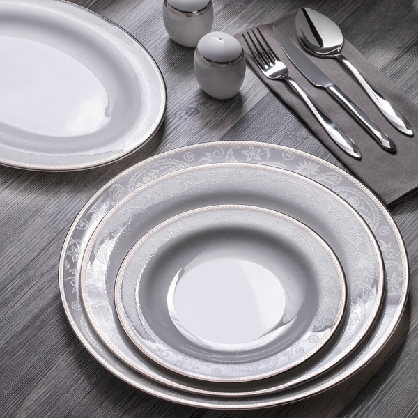 Bernardo Silver Paisley 100 Parça Yemek Takımı