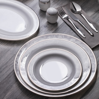 Bernardo Silver Paisley 100 Parça Yemek Takımı