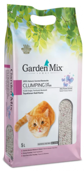 Garden Mix İnce Taneli Bebek Pudralı Bentonit 5 lt Kedi Kumu
