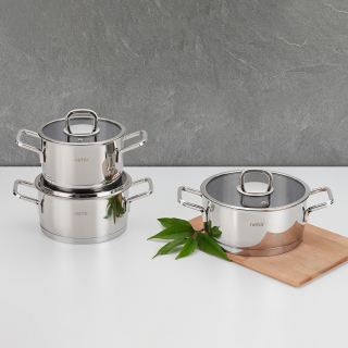 Nehir Silver Trend 6 Parça Çelik Tencere Seti