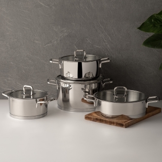 Nehir Silver Trend 8 Parça Çelik Tencere Seti