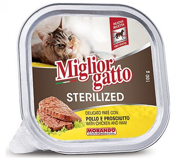 Miglior Gatto Yetişkin Sterilised Tavuk ve Jambon 100 gr Kedi Maması