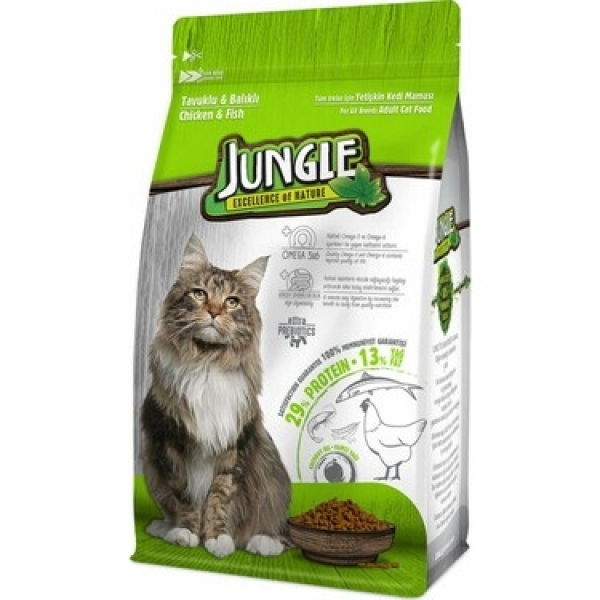 Jungle Tavuklu Balıklı Yetişkin 500 gr Kedi Maması