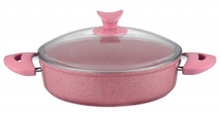 Taç Aksu Extra Pembe Granit Basık Tencere 30 cm