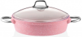 Taç Pyrex Kapak Pembe Döküm Basık Tencere 26 cm resim