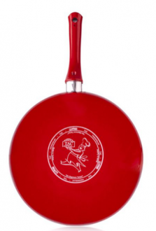 Taç Kırmızı Beyaz Seramik Wok Tava 28 cm