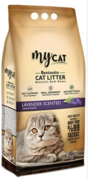 MyCat Mycat Bentonit İnce Taneli Lavanta Kokulu 5 lt Kedi Kumu (İnce Taneli)