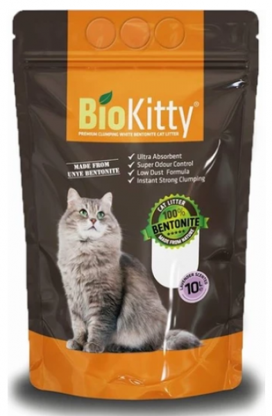 Biokitty Lavanta Kokulu Kalın Taneli Tozsuz Doğal Bentonit 10 lt Kedi Kumu (Kalın Taneli)