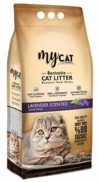 Mycat Bentonit İnce Taneli Lavanta Kokulu 10 lt Kedi Kumu (İnce Taneli)