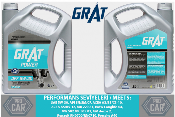 Grat Power DPF 5W-30 Motor Yağı (5 litre)