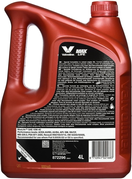 Valvoline MaxLife 10W-40 Motor Yağı (4 litre)