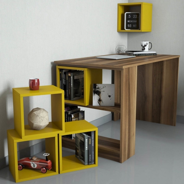 Variant Box Çalışma Masası (Sarı / Ceviz)