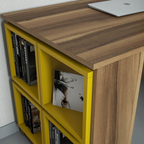 Variant Box Çalışma Masası (Sarı / Ceviz)