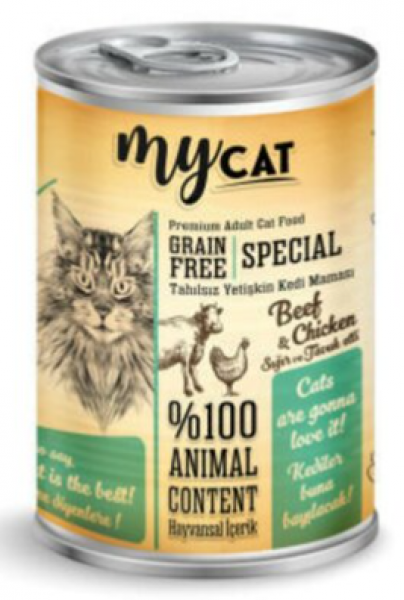 MyCat Mycat Tahılsız Sığır Ve Tavuk Etli 415 gr Kedi Maması