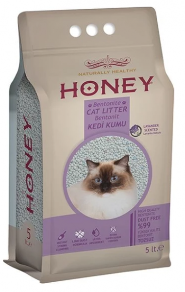 Honey Lavanta Kokulu Topaklaşan Doğal Bentonit 5 lt Kedi Kumu