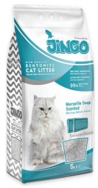 Jingo Marsilya Sabun Kokulu Bentonit İnce 5 lt Kedi Kumu (5 lt)