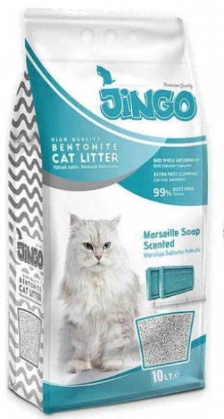 Jingo Marsilya Sabun Kokulu Bentonit Kalın 10 lt Kedi Kumu (10 lt)