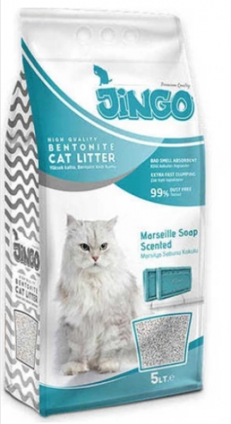 Jingo Marsilya Sabun Kokulu Bentonit Kalın 5 lt Kedi Kumu (5 lt)