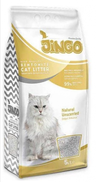 Jingo Naturel Bentonit Kalın Taneli 5 lt Kedi Kumu (5 lt)
