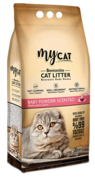 MyCat Mycat Pudra Kokulu Bentonit kalın Taneli 5 lt Kedi Kumu