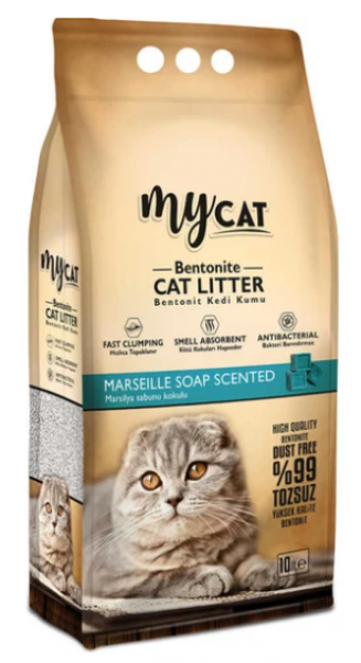 MyCat Mycat Bentonit İnce Taneli Marsilya Sabun Kokulu 10 lt Kedi Kumu