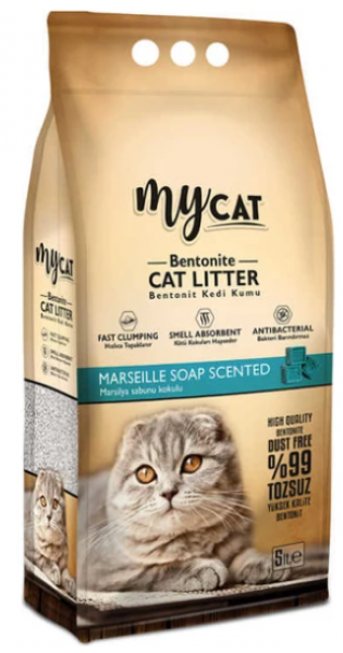 MyCat Mycat Bentonit İnce Taneli Marsilya Sabun Kokulu 5 lt Kedi Kumu