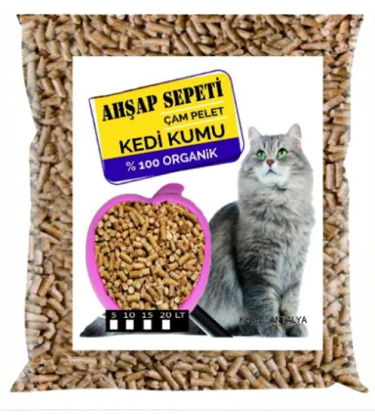 Ahşap Sepeti Organik Çam Peleti 10 lt Kedi Kumu (10 lt)
