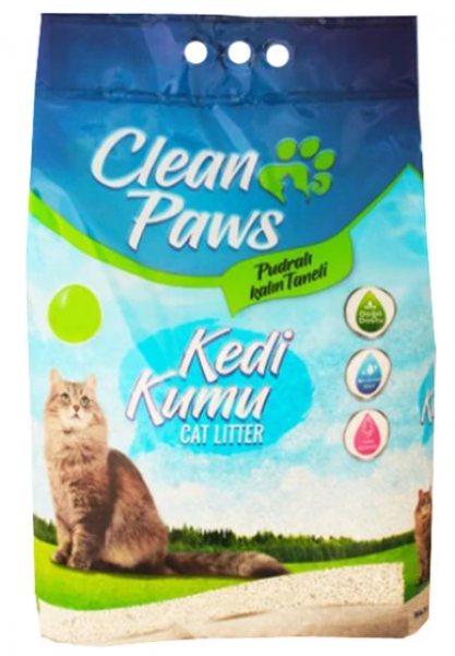 Clean Paws Pudra Kokulu Kalın Taneli 5 lt Kedi Kumu