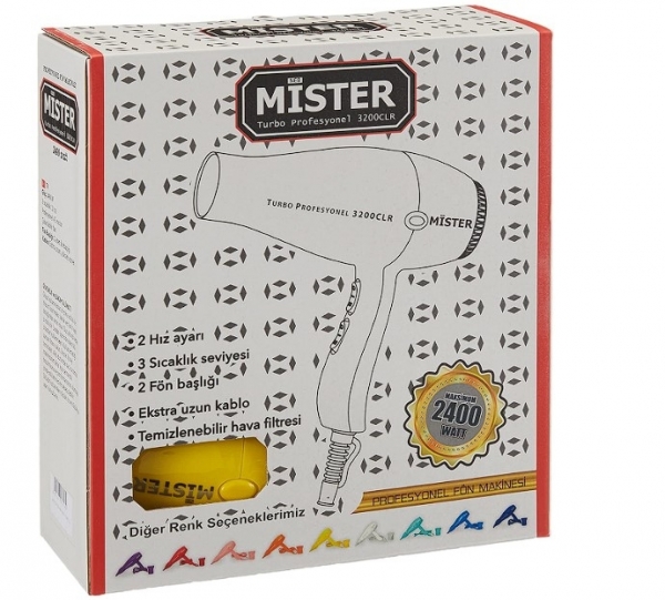 Mister Turbo Profesyonel 3200CLR Saç Kurutma Makinesi