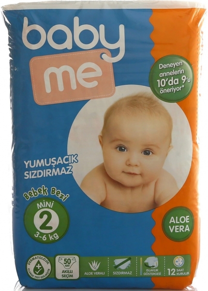 Baby Me Aloe Vera 2 Beden 50 Adet Bebek Bezi
