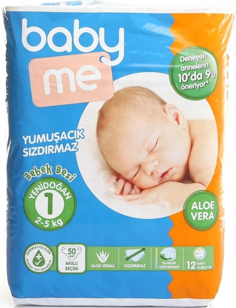 Baby Me Aloe Vera 1 Beden 50 Adet Bebek Bezi