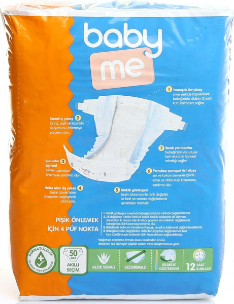 Baby Me Aloe Vera 1 Beden 50 Adet Bebek Bezi