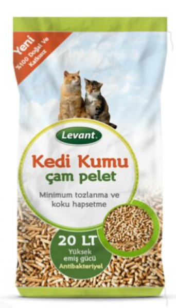 Levant Çam Pelet Organik Ağaç Kokulu 20 lt Kedi Kumu (20 lt)
