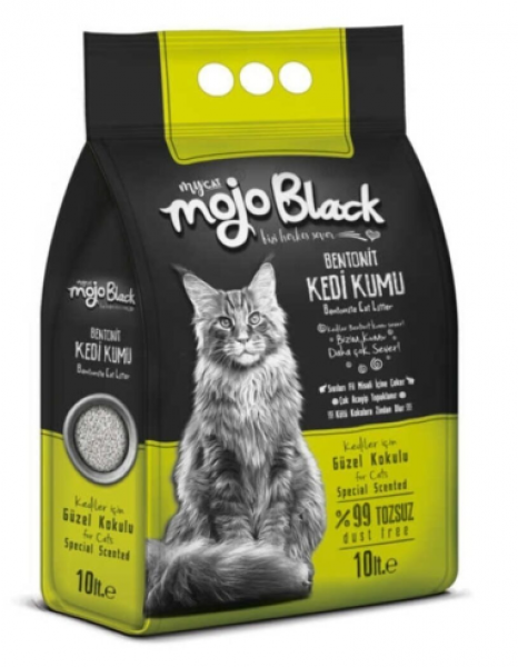 MyCat Mycat Mojo Black Bentonit Kokulu Kalın Taneli 10 lt Kedi Kumu