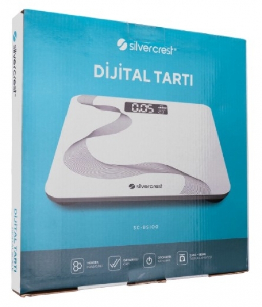 Silver Crest SC-BS100 Gümüş çizgili Dijital Banyo Tartısı