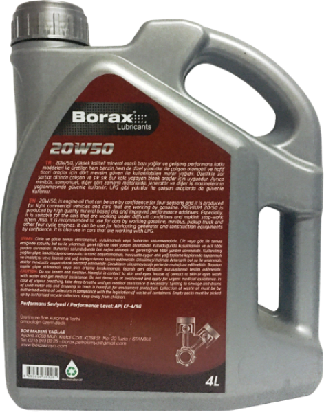 Borax 20W-50 GT Motor Yağı (4 litre)