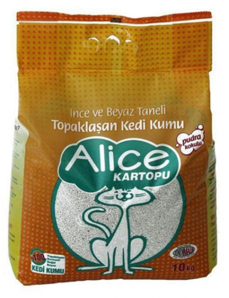 Alice Kartopu Topaklaşan Parfümlü Ince Taneli 10 kg Kedi Kumu