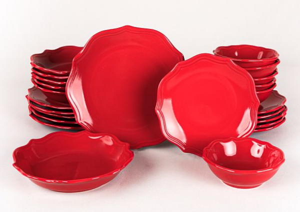 Keramika Romeo Mat 24 Parça Yemek Takımı (Kırmızı)
